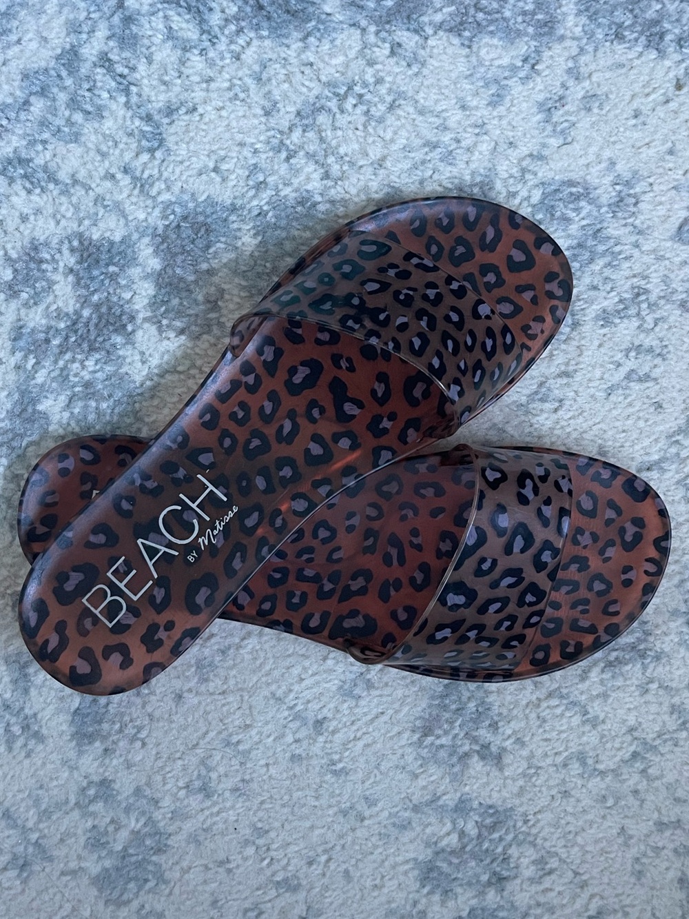BEACH by Matisse Leopard Print Brown Slide Sandals